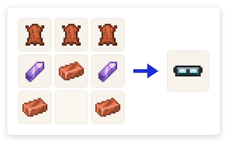 Crafting recipe for Goggles