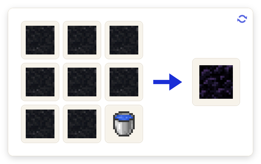 Crafting recipe for Obsidan