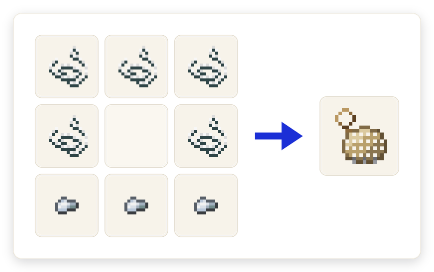 Crafting recipe for Fishing Net