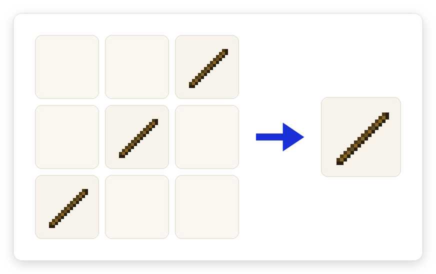 Crafting recipe for Large Stick