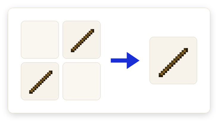 Crafting recipe for Medium Stick