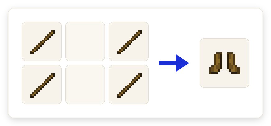 Crafting recipe for Stick Boots