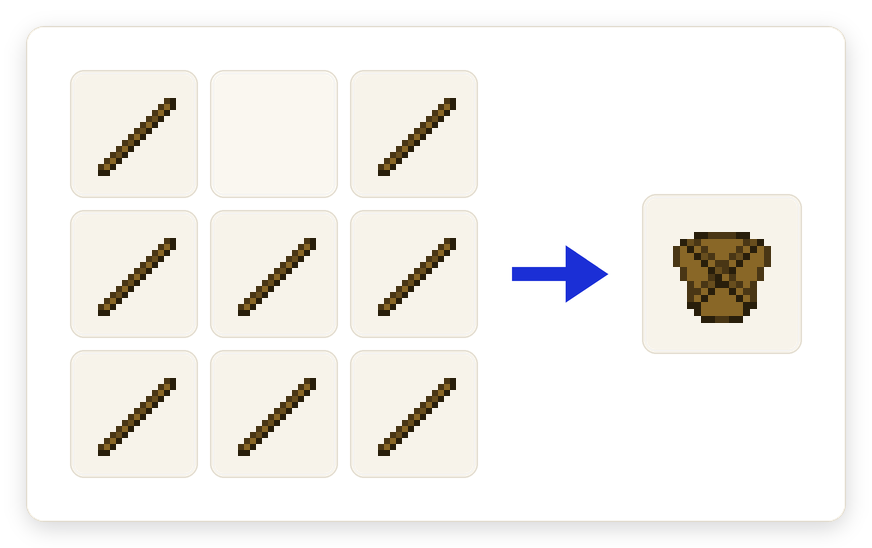 Crafting recipe for Stick Chestplate